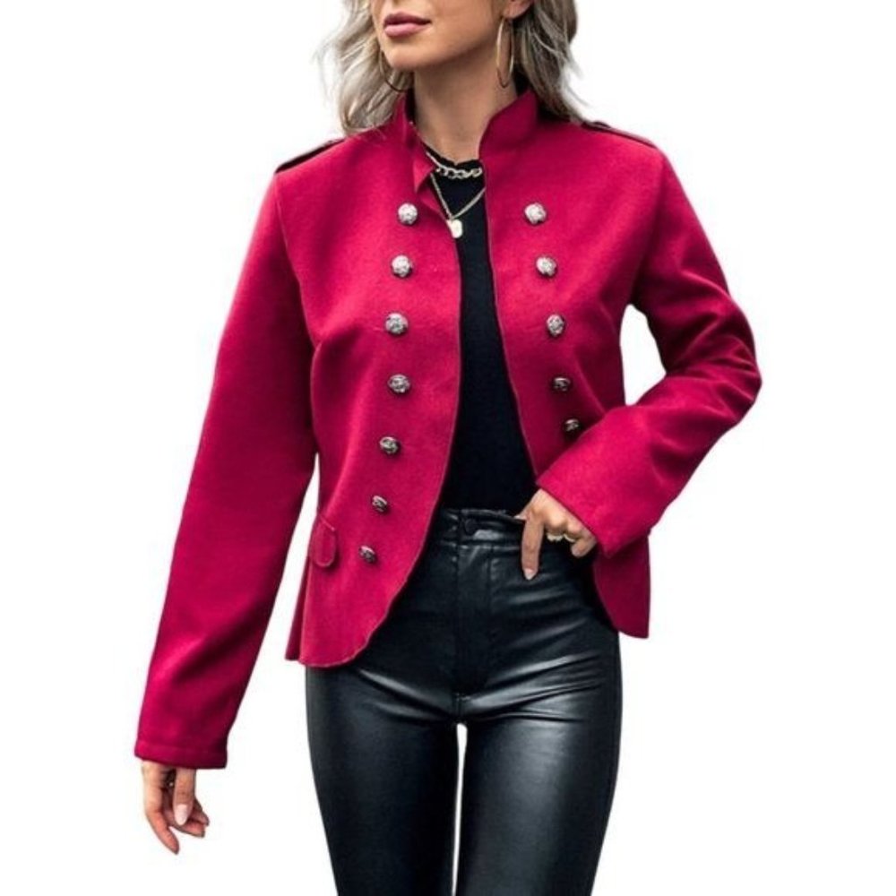 Suvimugo Red Button-Accent Military jacket